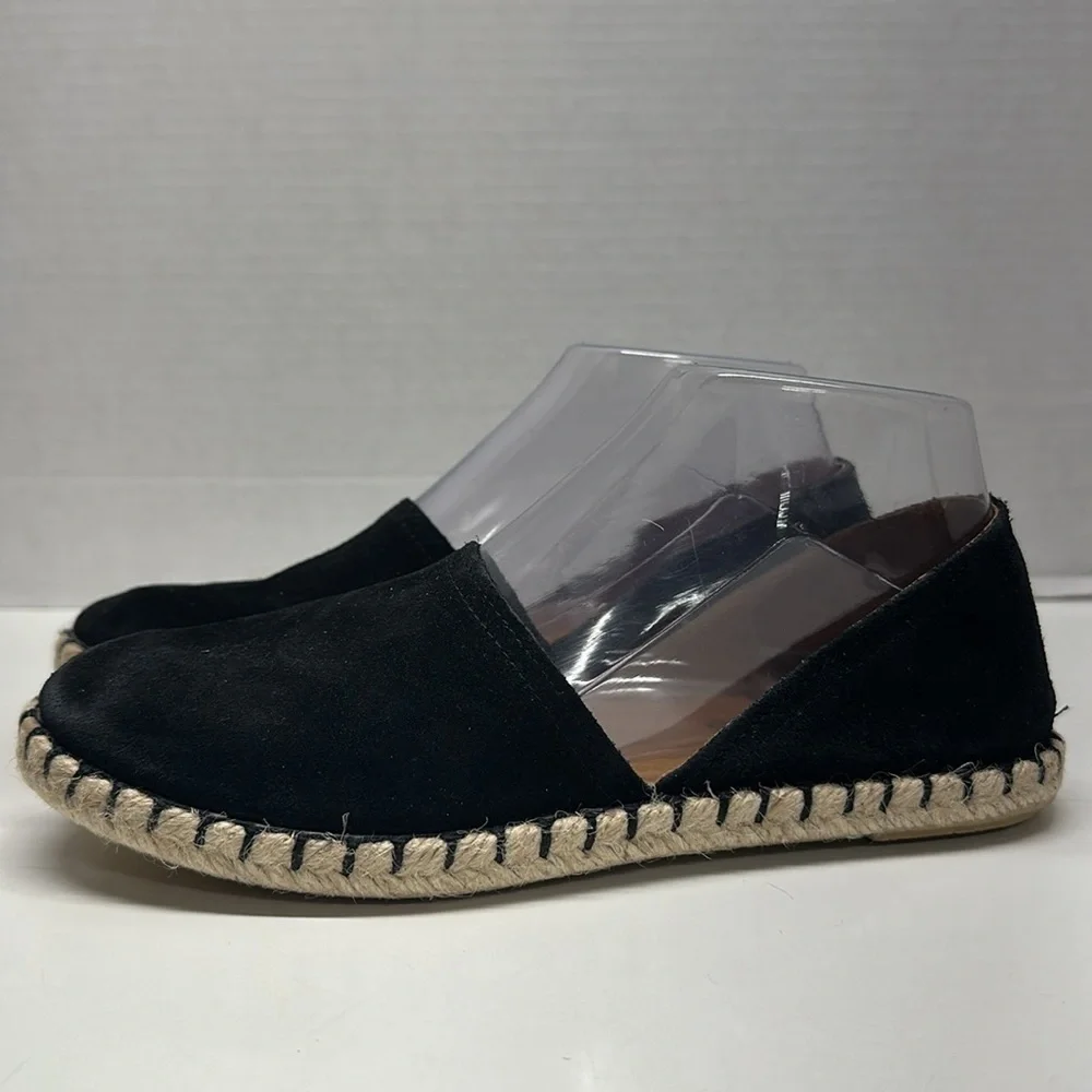 Miz Mooz Carmena Shoes Suede Leather Espadrille Jute Flats Slip On Black 37 US 7